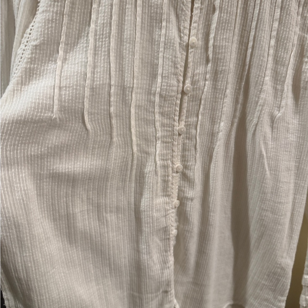 Faherty Willa Button Front Peasant Blouse Top White NWT Size S - Picture 7 of 8